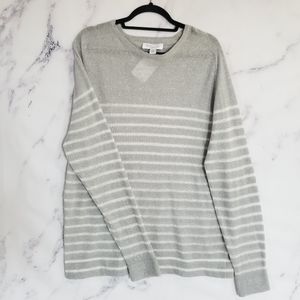 NORDSTROM Striped Long Sleeve Scoop Neck  Sweater Cashmere & Linen blend